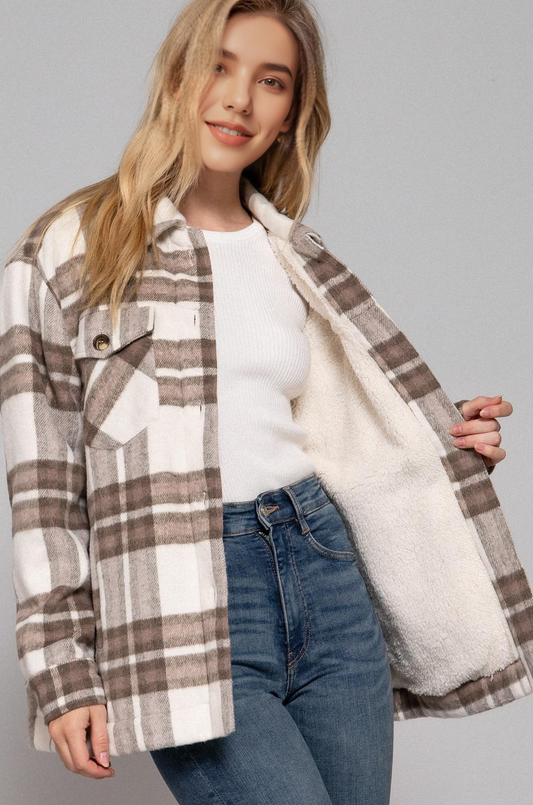 '...._ Plaid Button Up Shacket